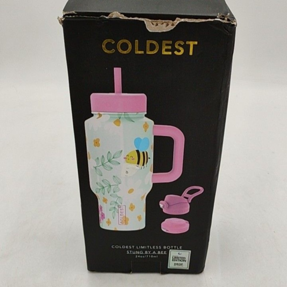 Coldest 24oz Pink Limitless Bottle Stung By A Bee Handle Straw Limited Edition